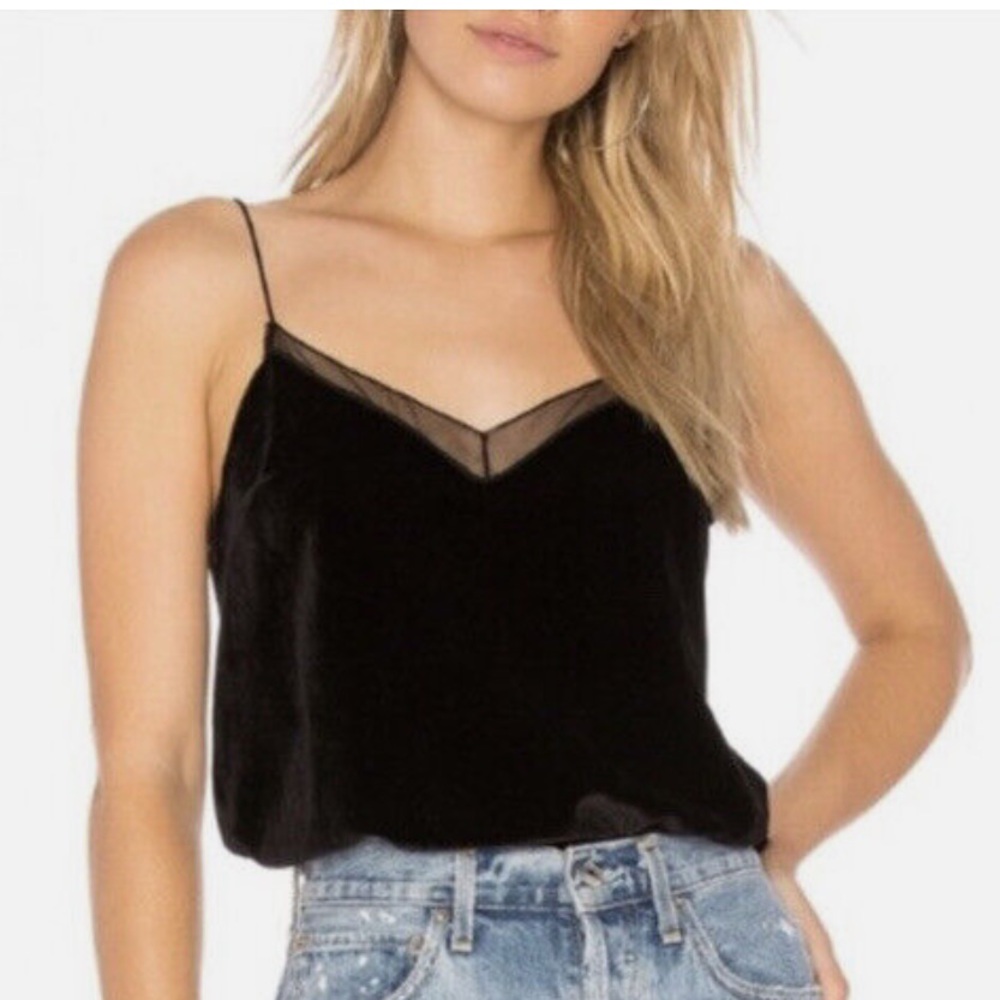 Free People Intimately Velvet Mesh Trim Camisole, XS